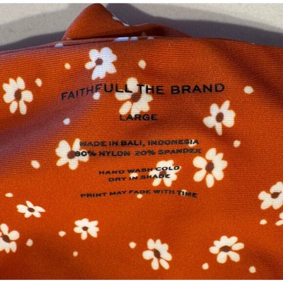 Faithful The Brand Bikini Set Size Large Shirred Lindsay & Luna Orange Floral - Picture 8 of 11